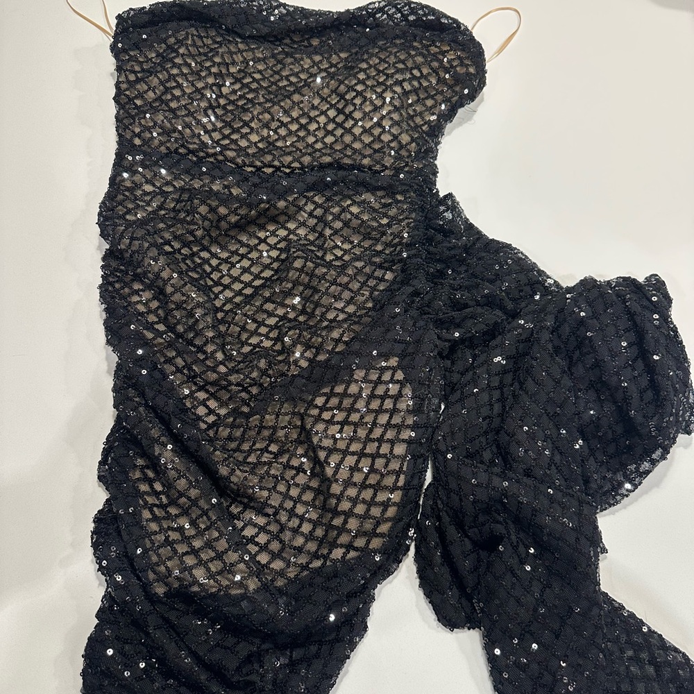 Black Mesh Sequin Dress